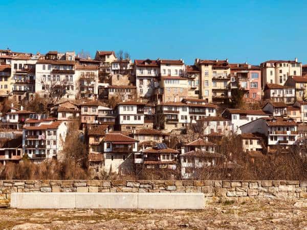 Stacked houses and buildings to sell in Troyan, Bulgaria.