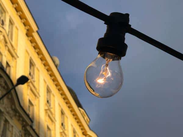 A light bulb in a street of Sofia, Bulgaria.