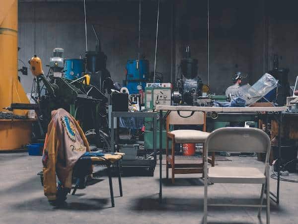 Interior of a mechanic's garage in Bulgaria.