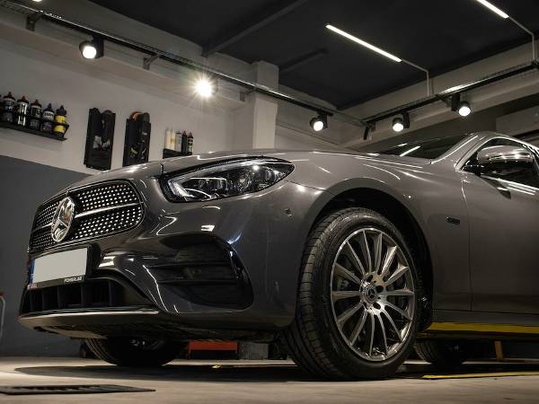 A brand new car in a garage for sale in Bulgaria.