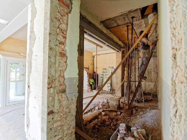 Interior of an apartment in complete renovation process as a management service.