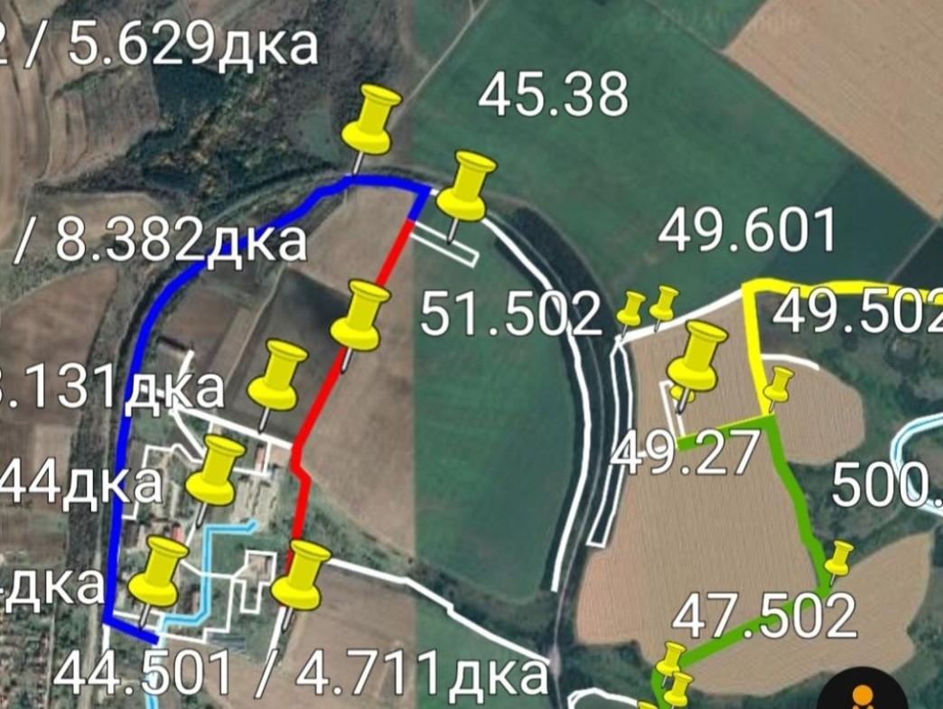 Въздушна карта на земеделския парцел с размери